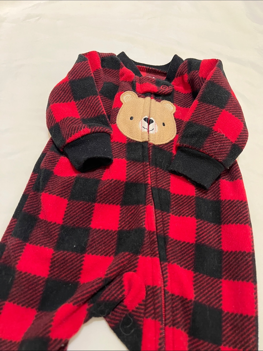 “Bundle 10/$13” Carters newborn Plaid Bear One-Piece Pajamas footed sleeper - Picture 4 of 6
